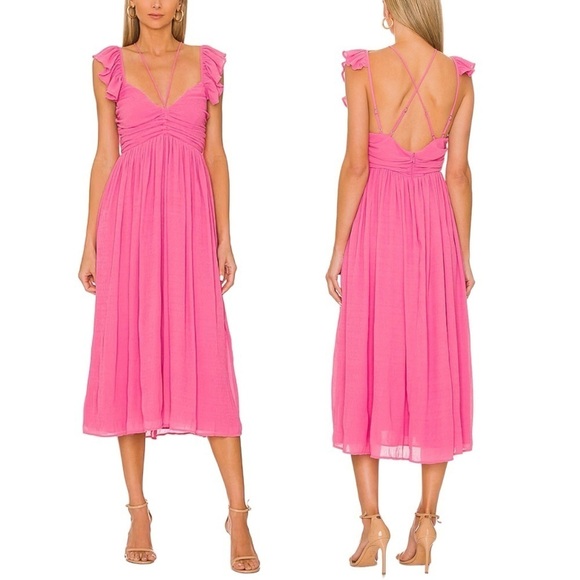 TULAROSA x REVOLVE Katrina Midi Dress in Ibis Rose - Picture 1 of 10